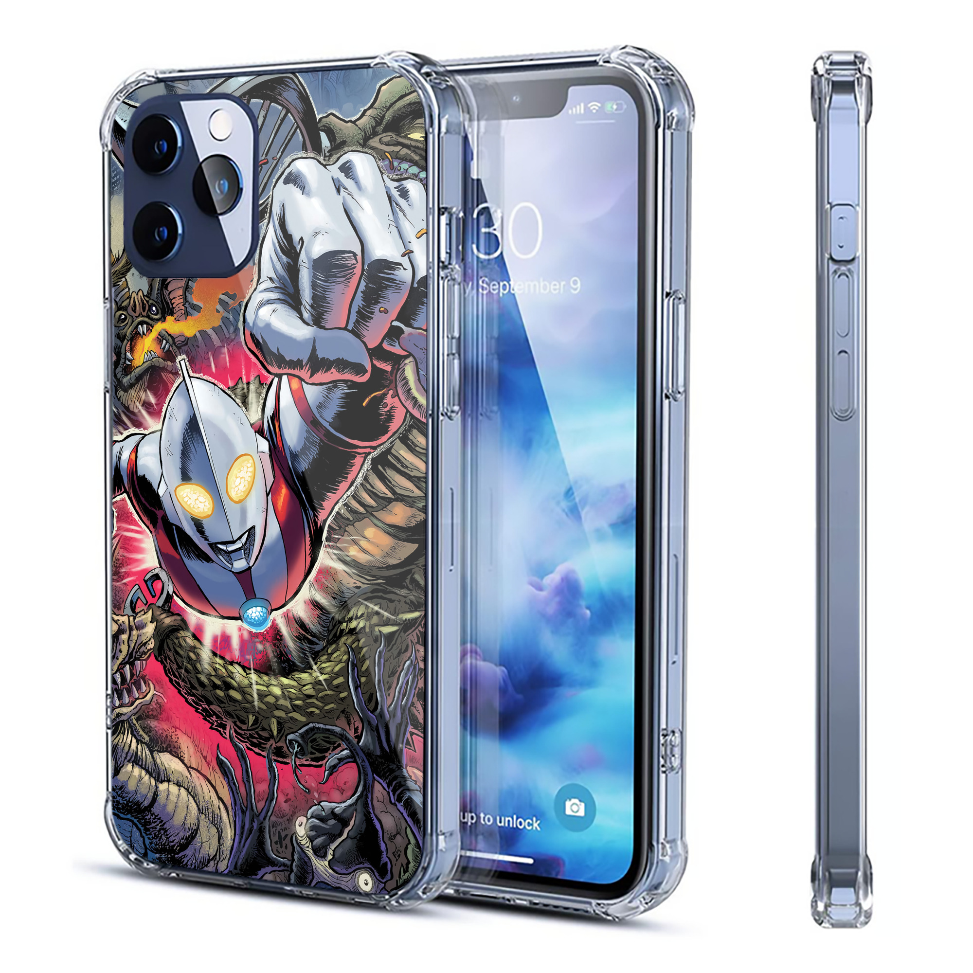 （画像用） ウルトラマン Ultraman 【iPhone 12シリーズ対応】透明スマホケース（クリアソフトケース）